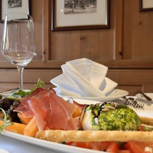 Burratta with ham restaurant erber