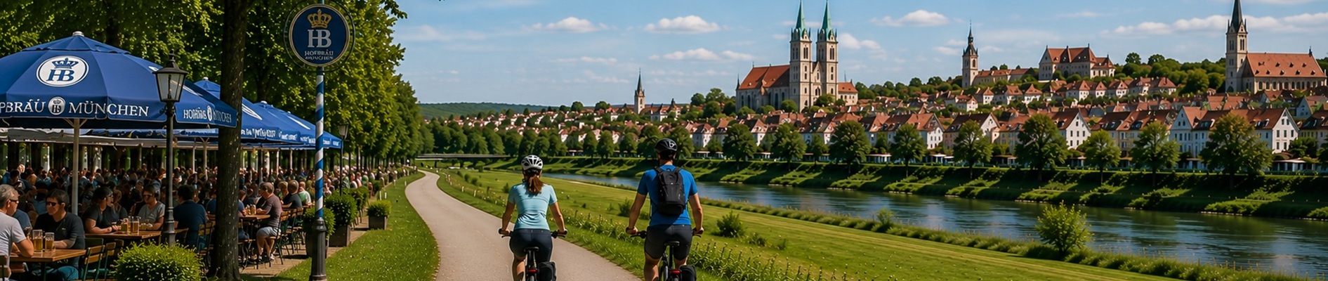 Freizeitradfahrer in München Freising Isarradweg